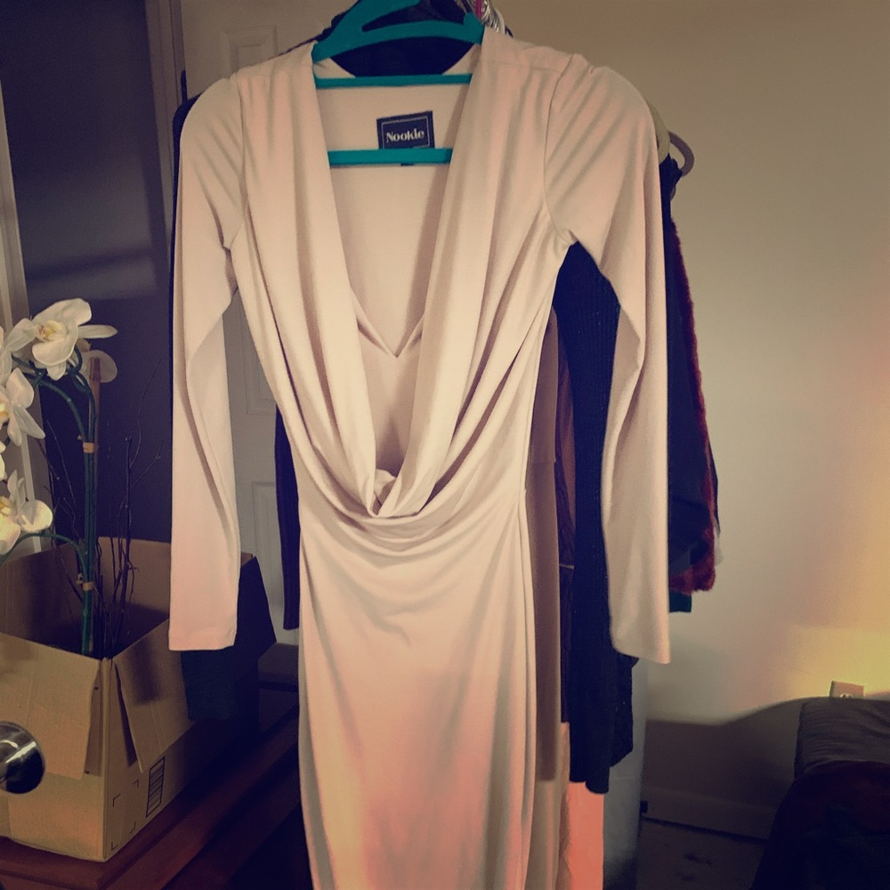 Nude cow neck midi